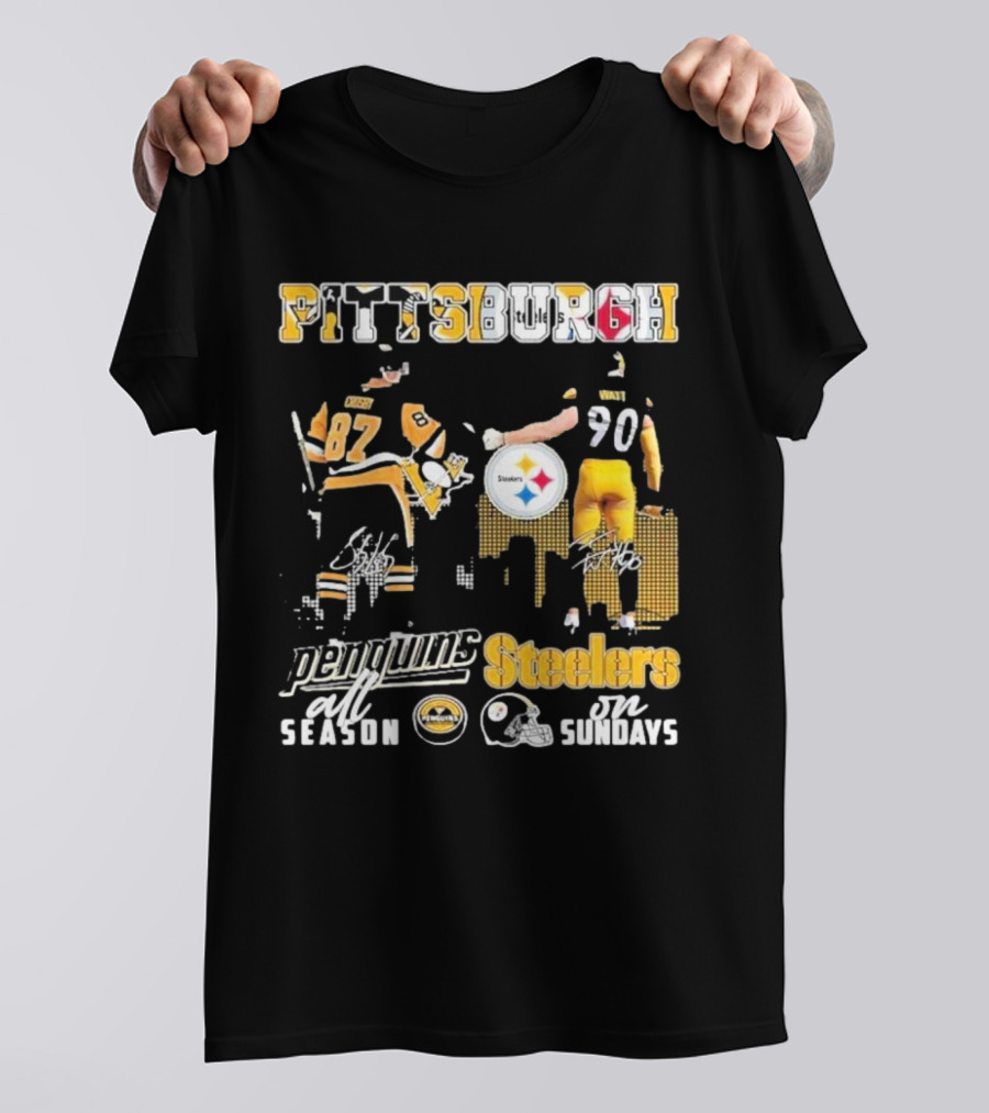 Pittsburgh Penguins All Season Steelers On Sundays Hockey Football Pride T-Shirt