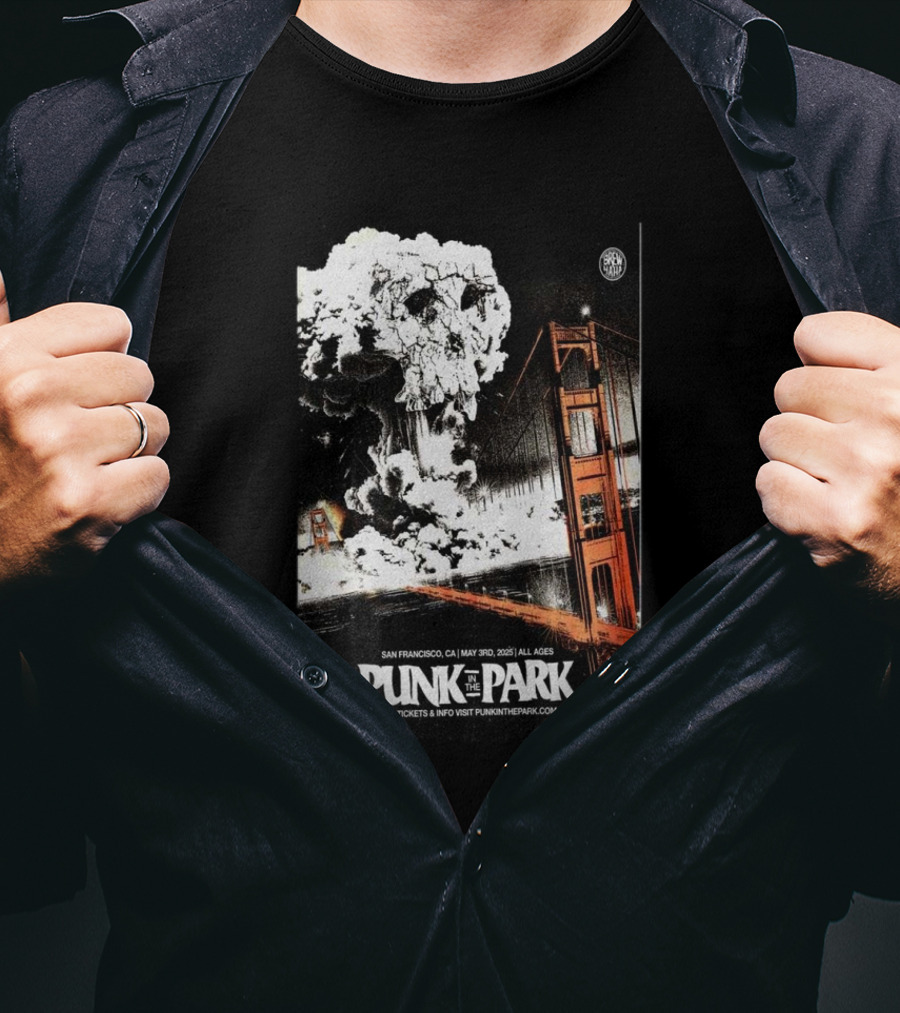 Punk In The Park San Francisco May 3 2025 Golden Gate Explosive Skull Event T-Shirt
