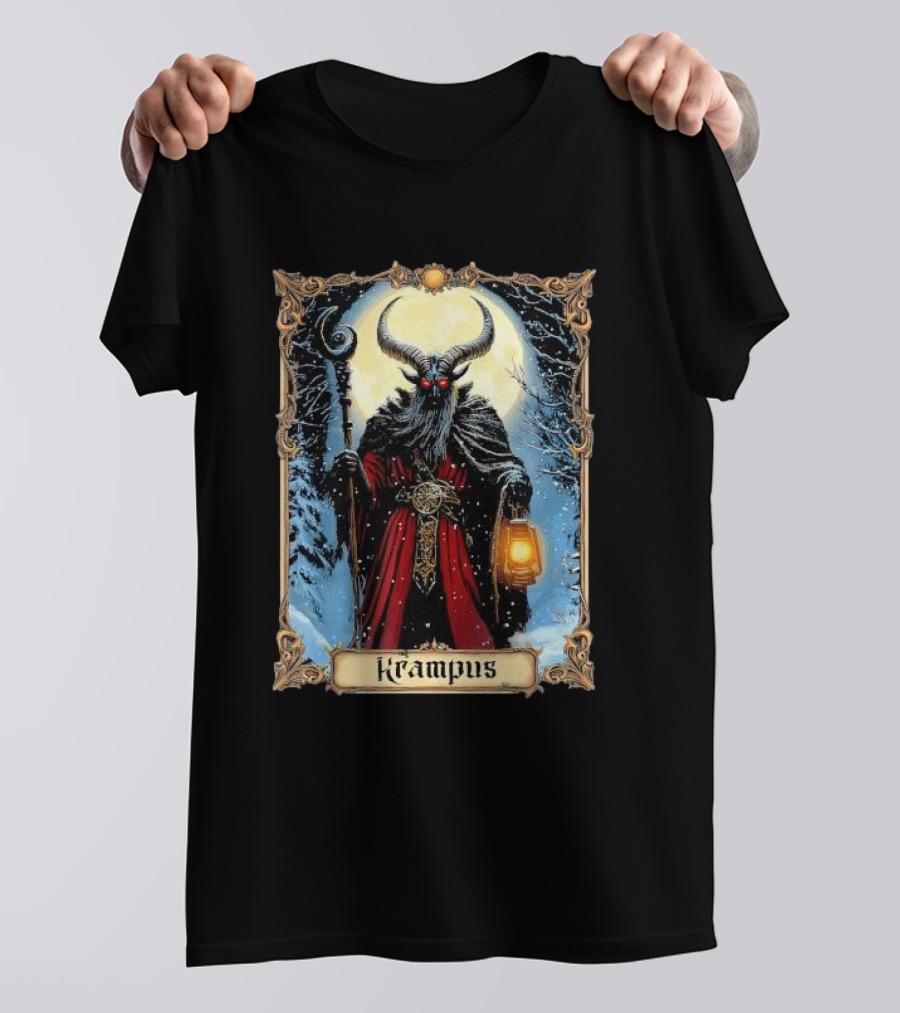 Merry Krampus Tarot Card Christmas Horror Ugly Sweater Xmas T-Shirt