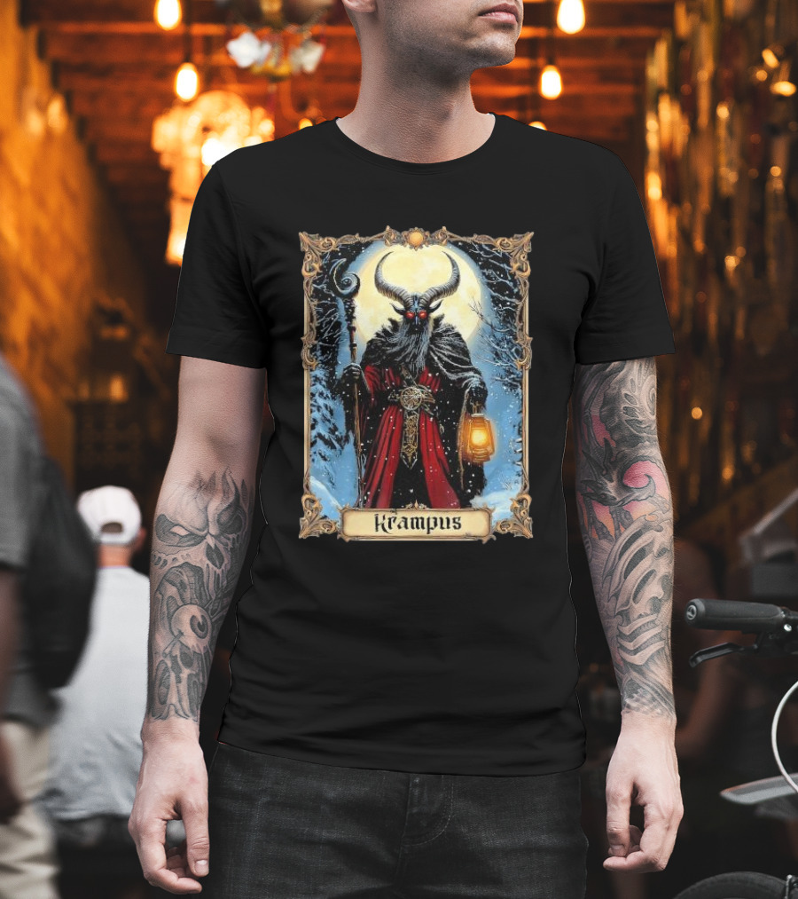Merry Krampus Tarot Card Christmas Horror Ugly Sweater Xmas T-Shirt