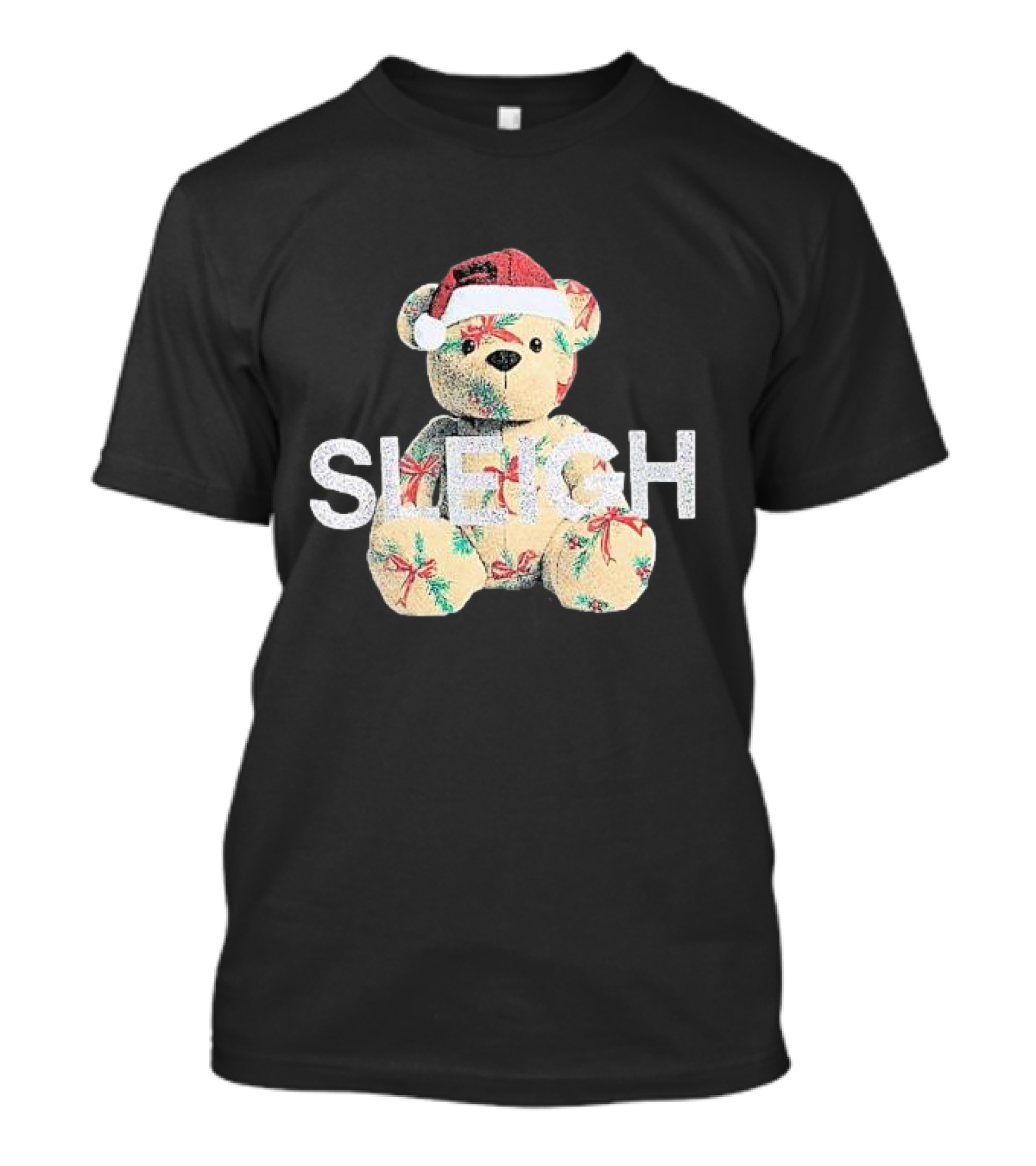 Mini Girls Black Christmas Bear Sleigh T-Shirt