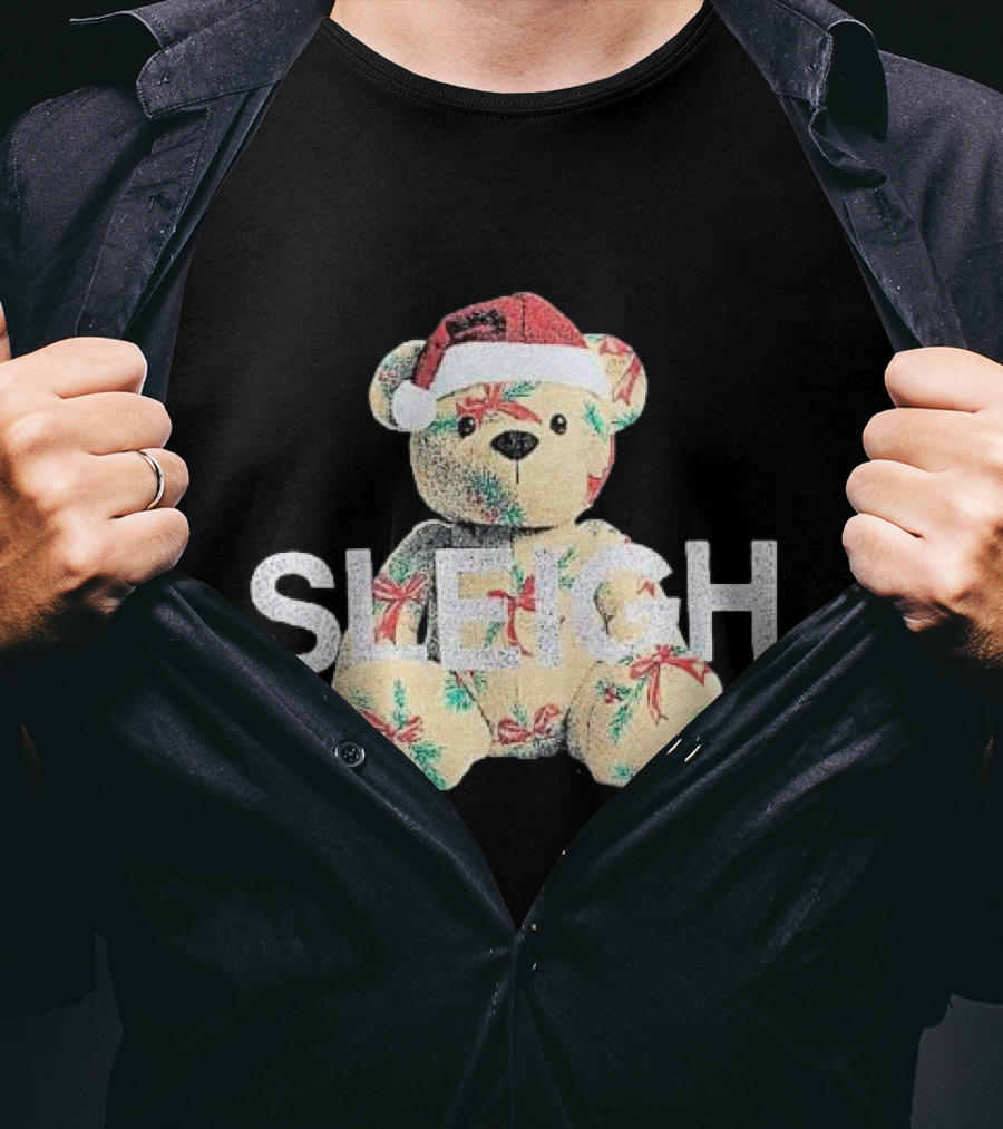 Mini Girls Black Christmas Bear Sleigh T-Shirt