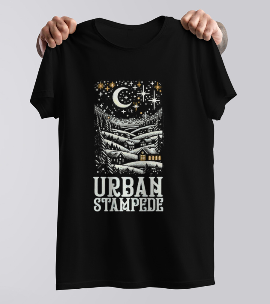 Urban Stampede Night Sky Village Lunar Stars T-Shirt