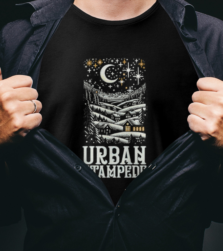 Urban Stampede Night Sky Village Lunar Stars T-Shirt