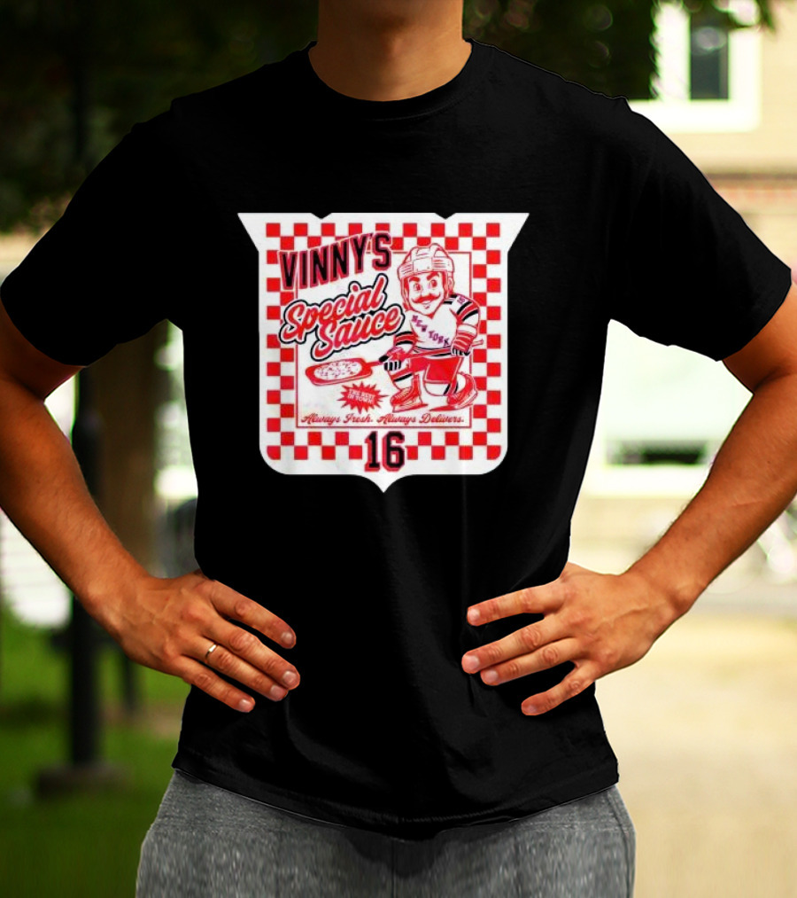 Vinny's Special Sauce Always Fresh Always Delivers New York Hockey 16 T-Shirt