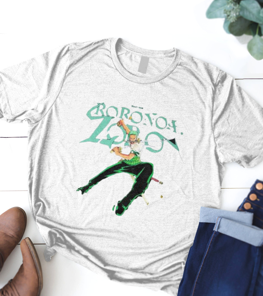 BAIT X One Piece Roronoa Zoro Green Sword Action T-Shirt