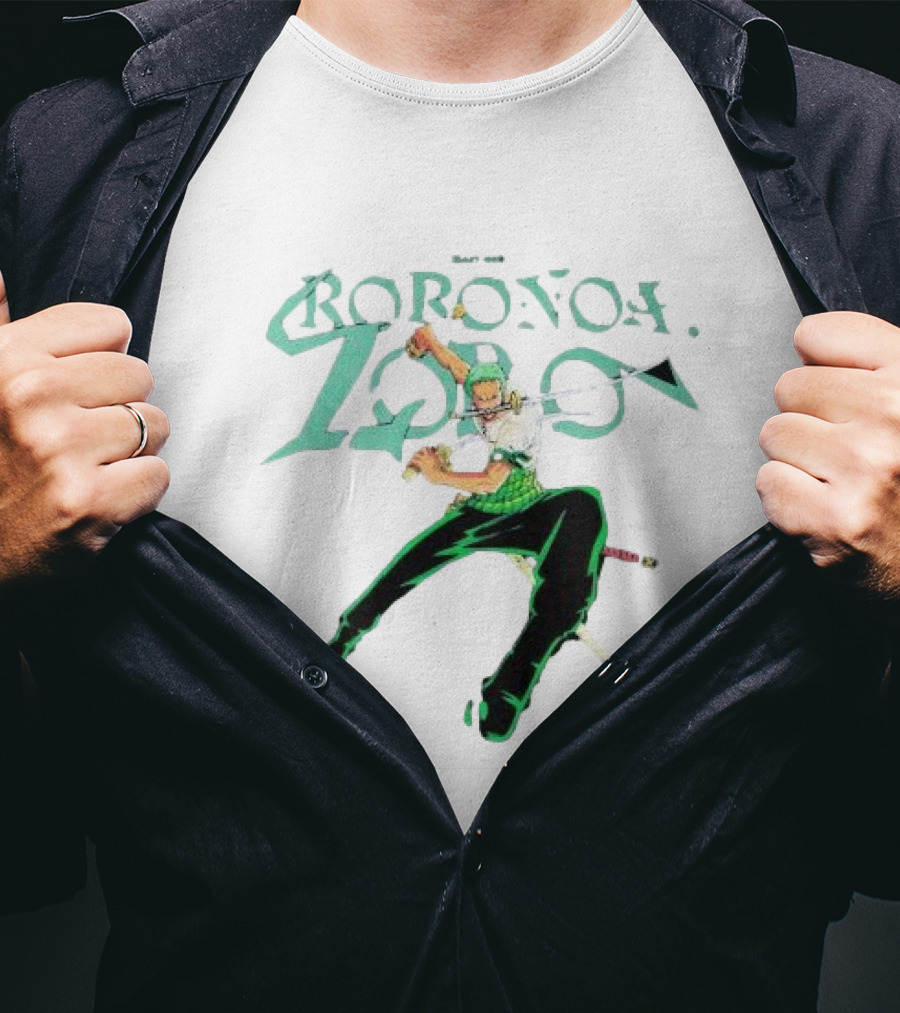 BAIT X One Piece Roronoa Zoro Green Sword Action T-Shirt