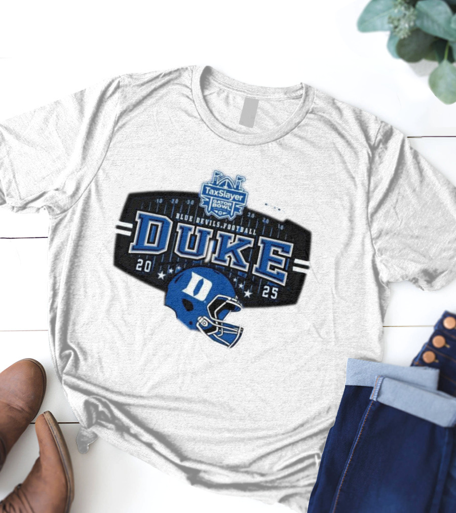 Duke Blue Devils Football TaxSlayer Gator Bowl 2025 Helmet Jacksonville FL T-Shirt