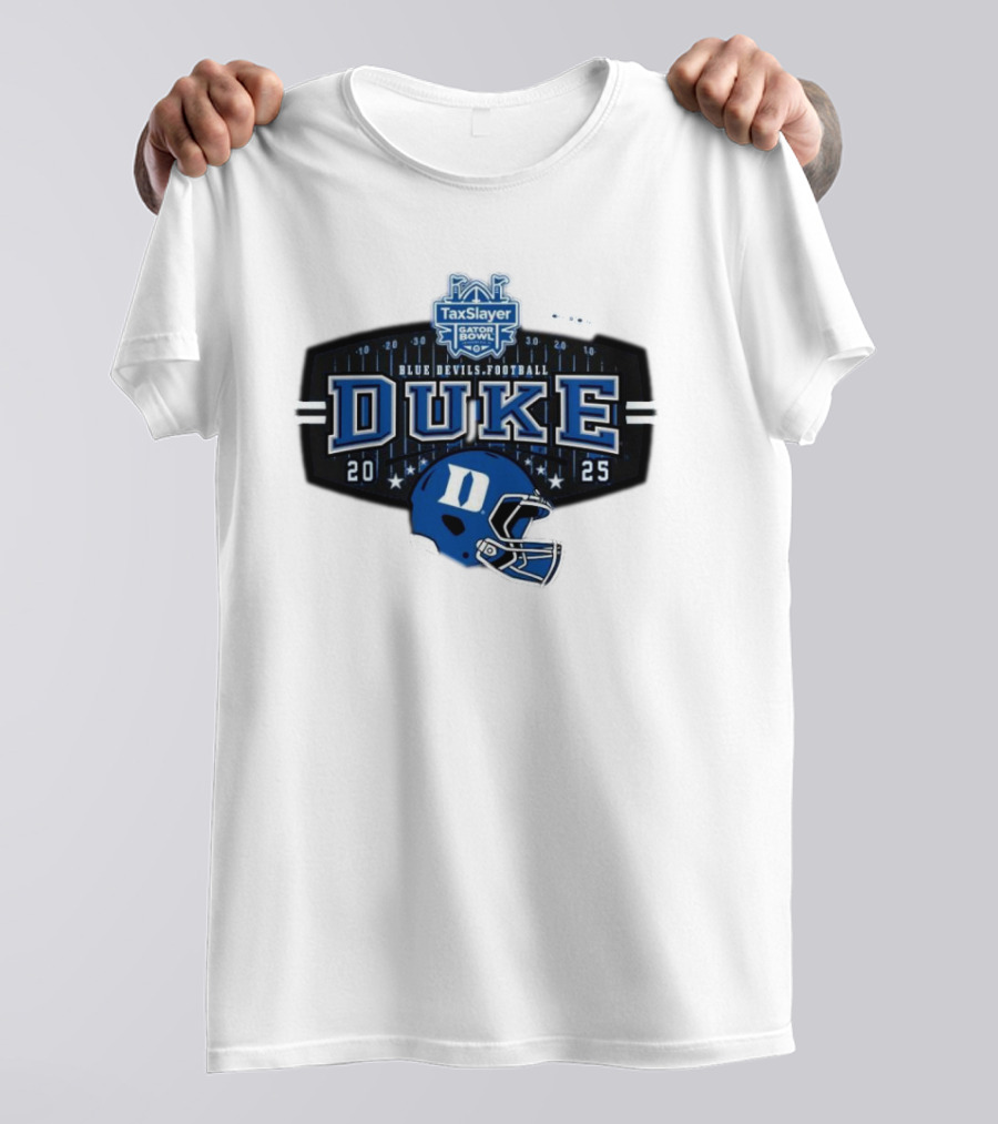 Duke Blue Devils Football TaxSlayer Gator Bowl 2025 Helmet Jacksonville FL T-Shirt