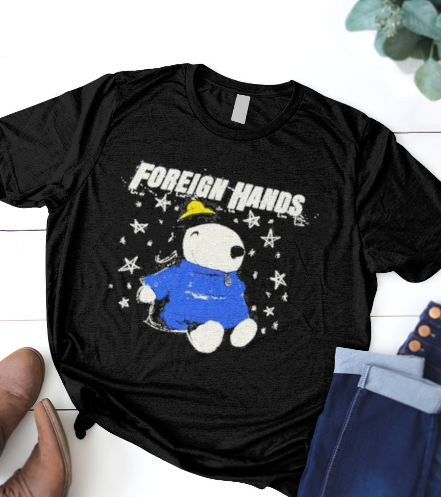 Foreign Hands Snoopy In Blue With Stars And Yellow Hat T-Shirt