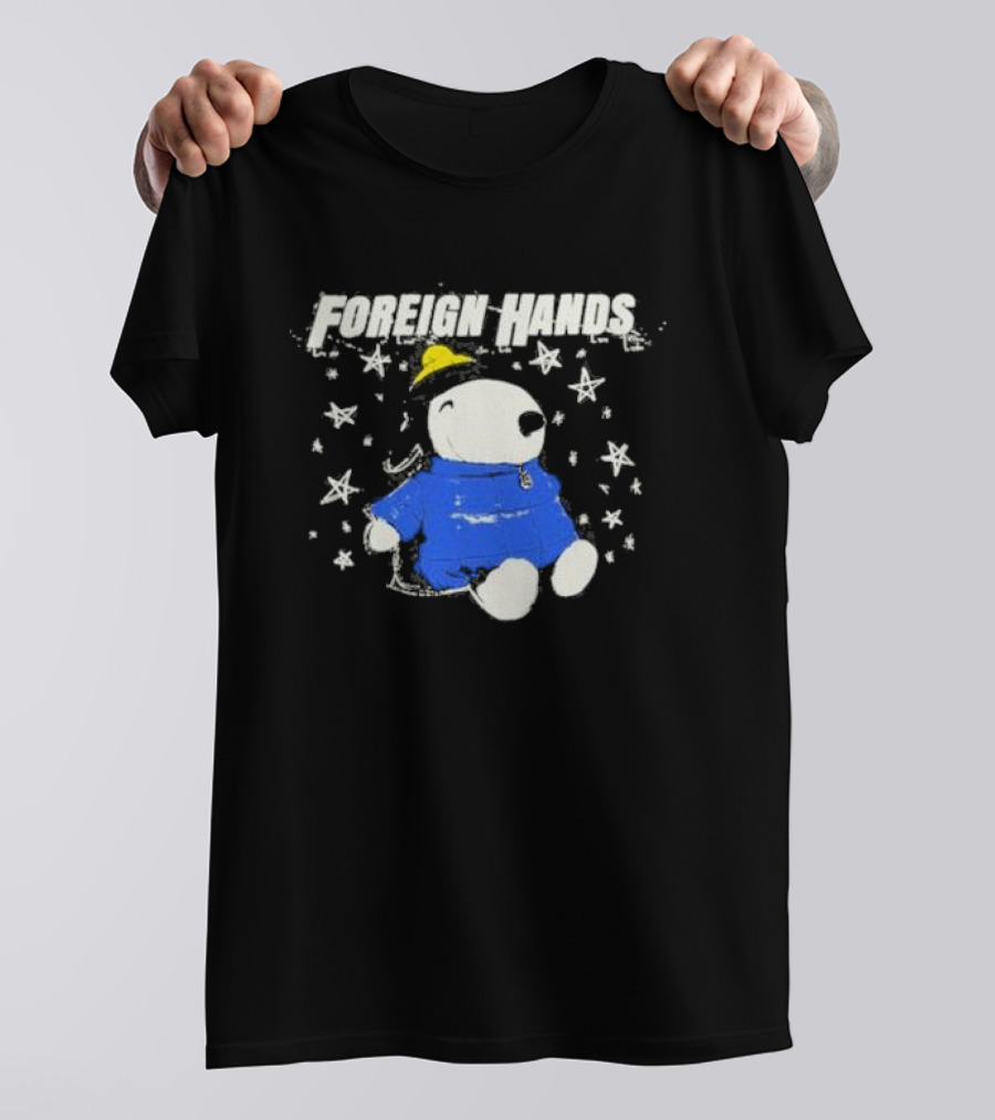 Foreign Hands Snoopy In Blue With Stars And Yellow Hat T-Shirt