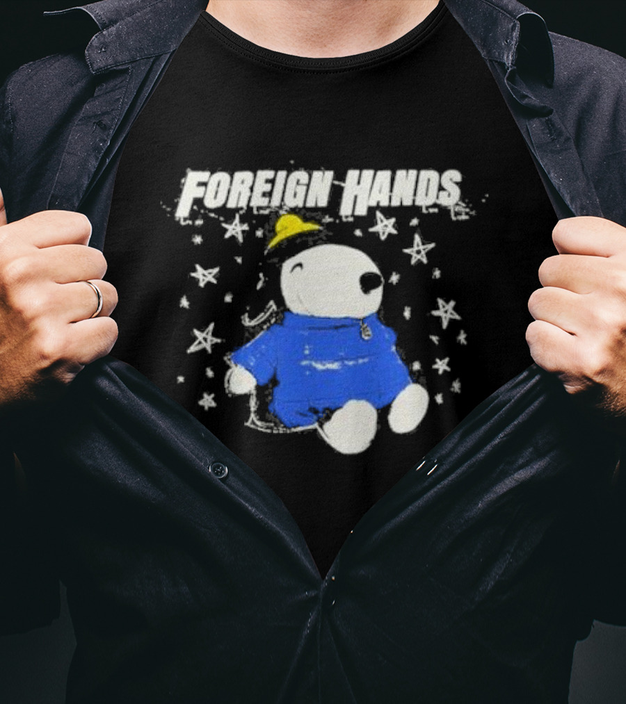 Foreign Hands Snoopy In Blue With Stars And Yellow Hat T-Shirt