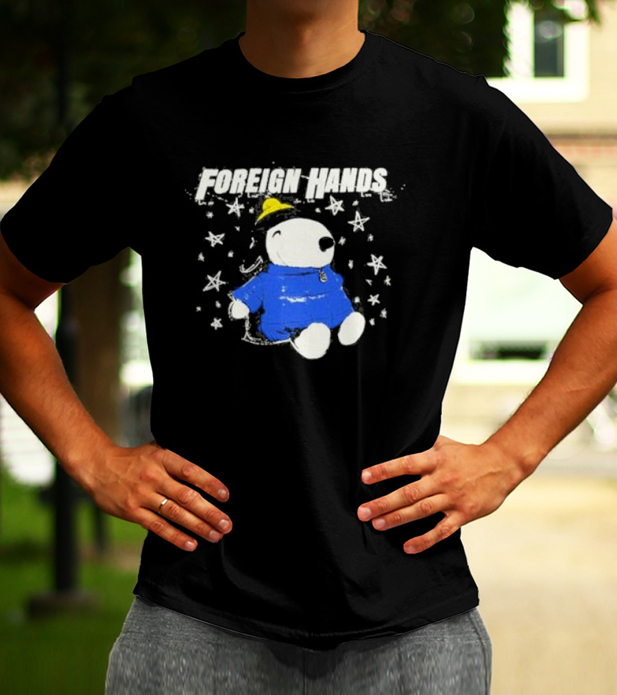 Foreign Hands Snoopy In Blue With Stars And Yellow Hat T-Shirt