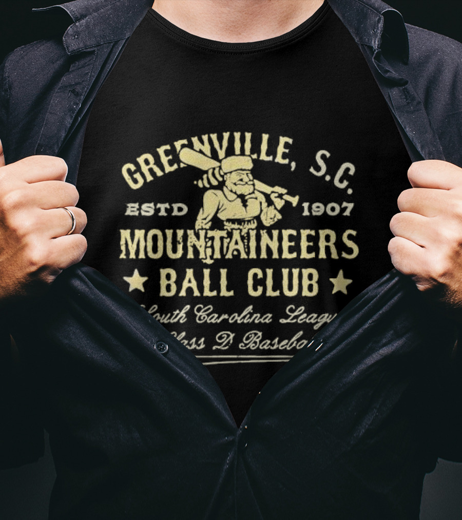 Greenville SC Estd 1907 Mountaineers Ball Club South Carolina League Class D Baseball T-Shirt