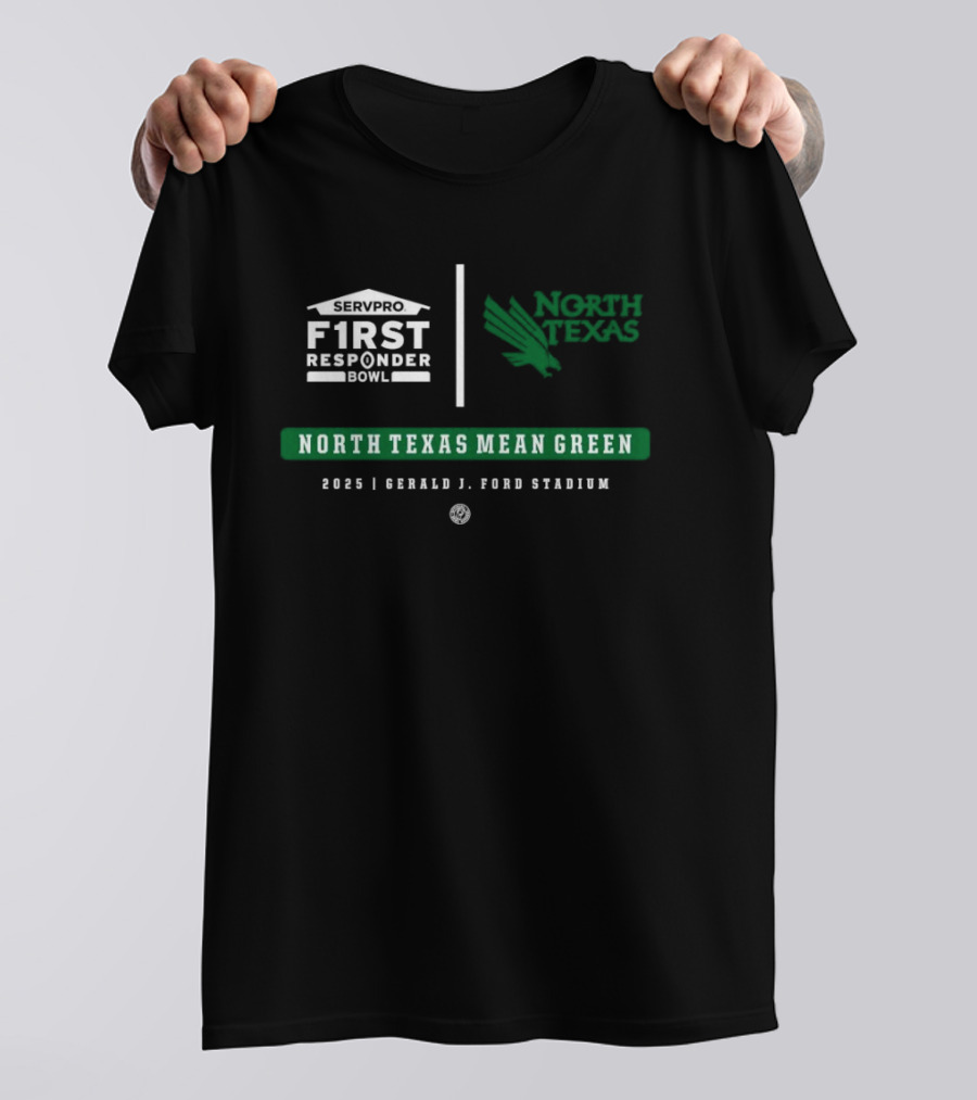 North Texas Mean Green Servpro First Responder Bowl 2025 Gerald J Ford Stadium Event T-Shirt