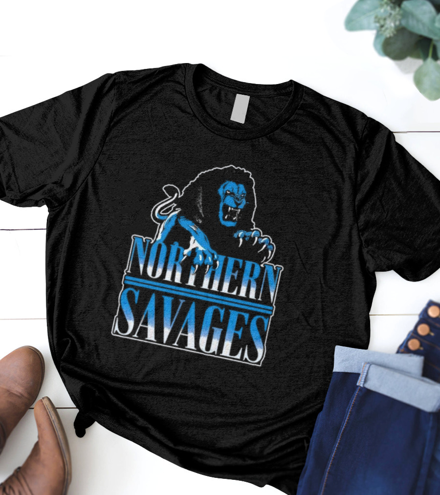 NORTHERN SAVAGES Roaring Blue Lion Emblem T-Shirt