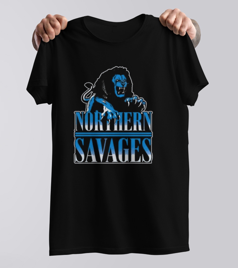 NORTHERN SAVAGES Roaring Blue Lion Emblem T-Shirt