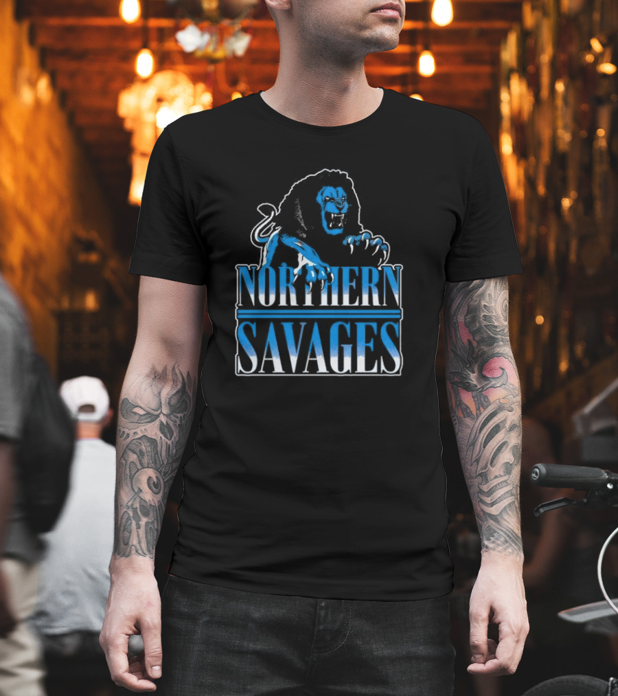NORTHERN SAVAGES Roaring Blue Lion Emblem T-Shirt