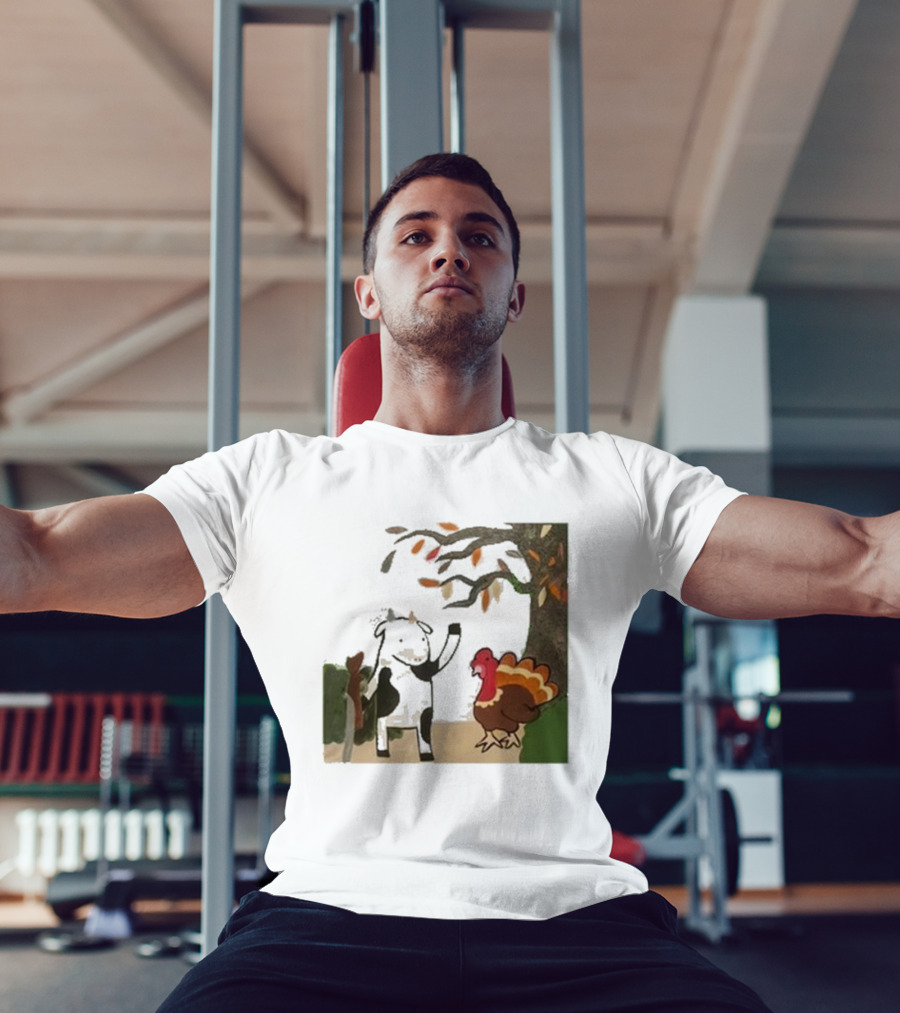 Leanbeefpatty Turkey Time Cow Under Autumn Tree T-Shirt