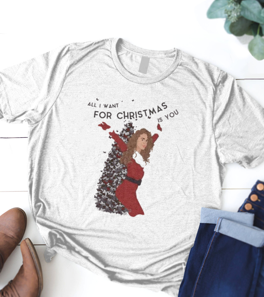 All I Want For Christmas Is You Mariah Carey Butterfly Holiday T-Shirt