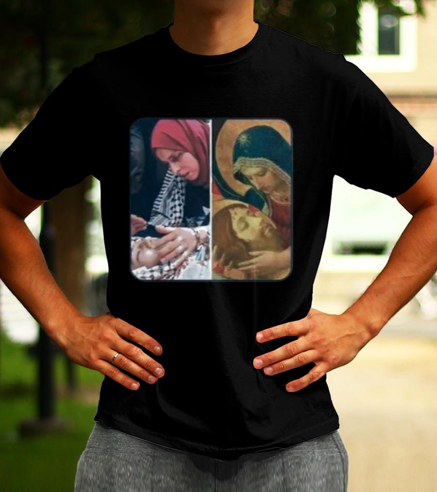 Icon Gaza Hamas Pietà Juxtaposition T-Shirt