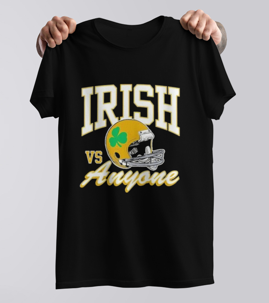 Irish Vs. Anyone Football Helmet With Shamrock T-Shirt