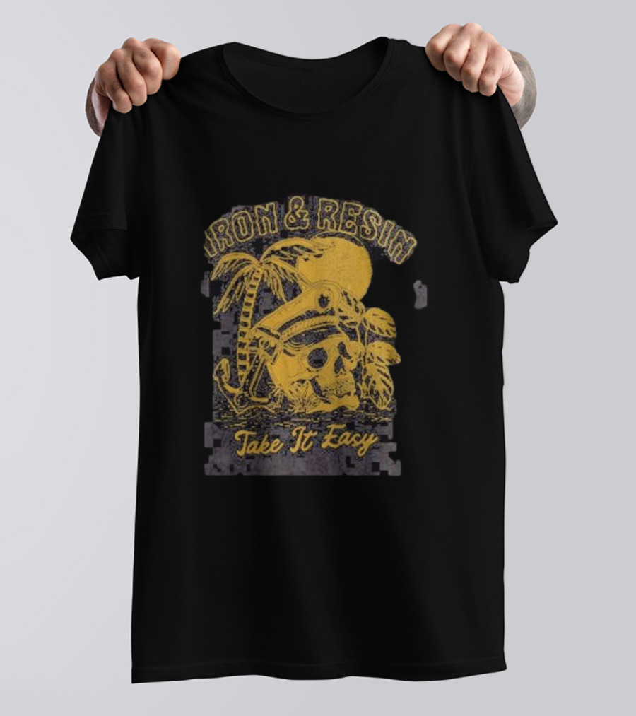 Iron And Resin Take It Easy Skull Palm Sunset T-Shirt