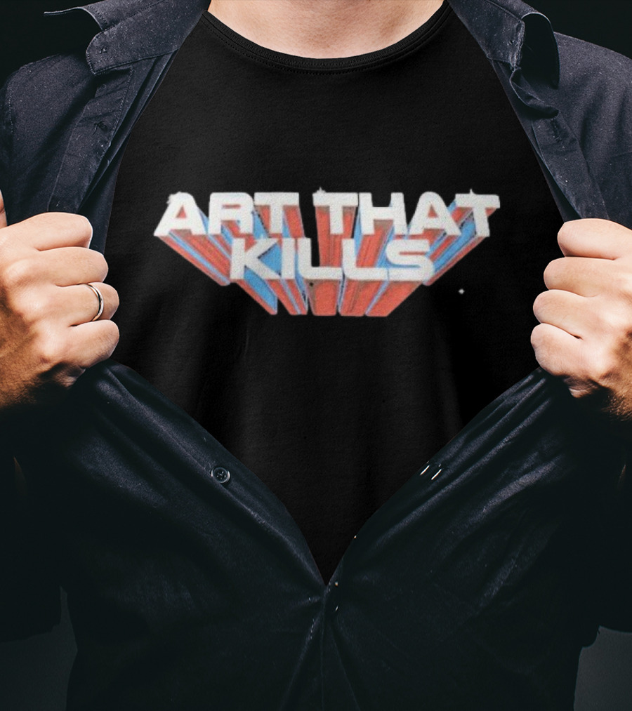 Art That Kills Gallery Dept Vintage Style Retro 3D Text T-Shirt