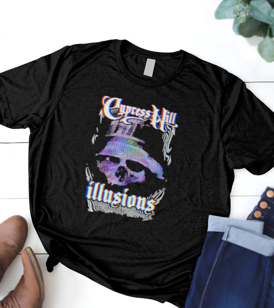 Cypress Hill Illusions Skull Trippy Glitch Effect T-Shirt