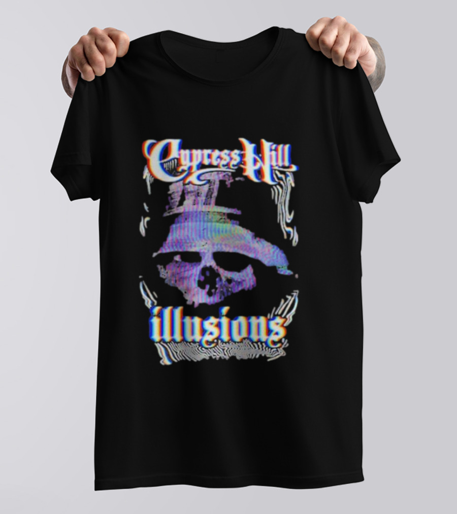 Cypress Hill Illusions Skull Trippy Glitch Effect T-Shirt