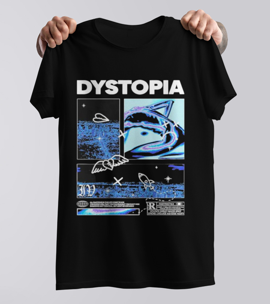 Dystopia Ivoxygen All Emotions In Ties Life Come To Live Shadows May Conceal But Light Never Fades Restricted T-Shirt
