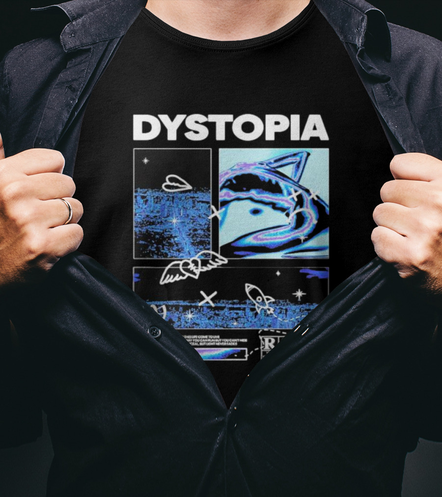 Dystopia Ivoxygen All Emotions In Ties Life Come To Live Shadows May Conceal But Light Never Fades Restricted T-Shirt