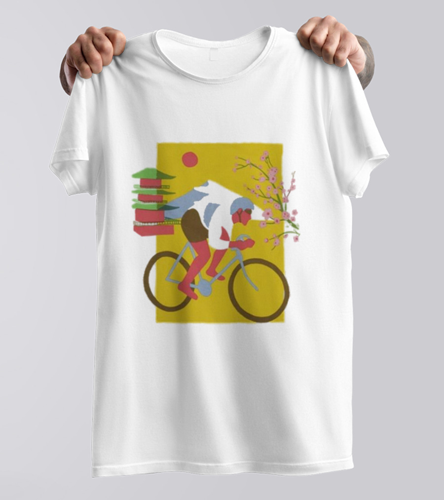 Cdawgva Cycling Pagoda Sakura Japan T-Shirt