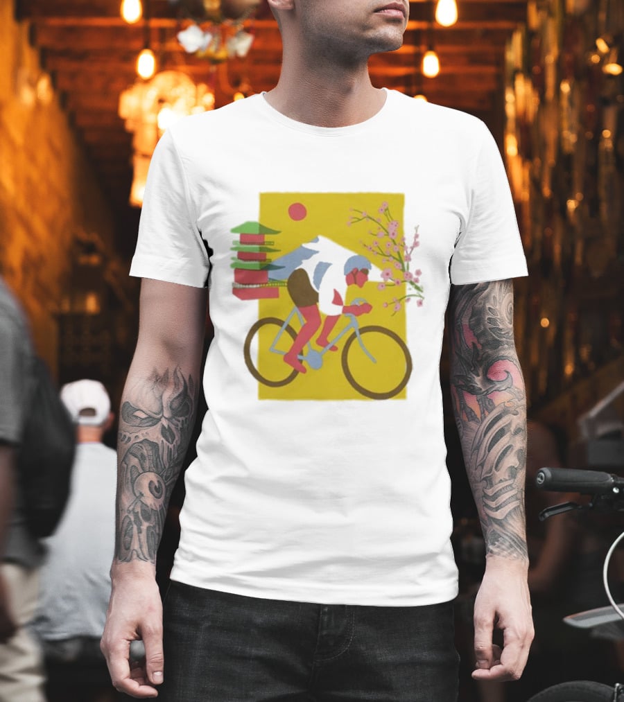 Cdawgva Cycling Pagoda Sakura Japan T-Shirt