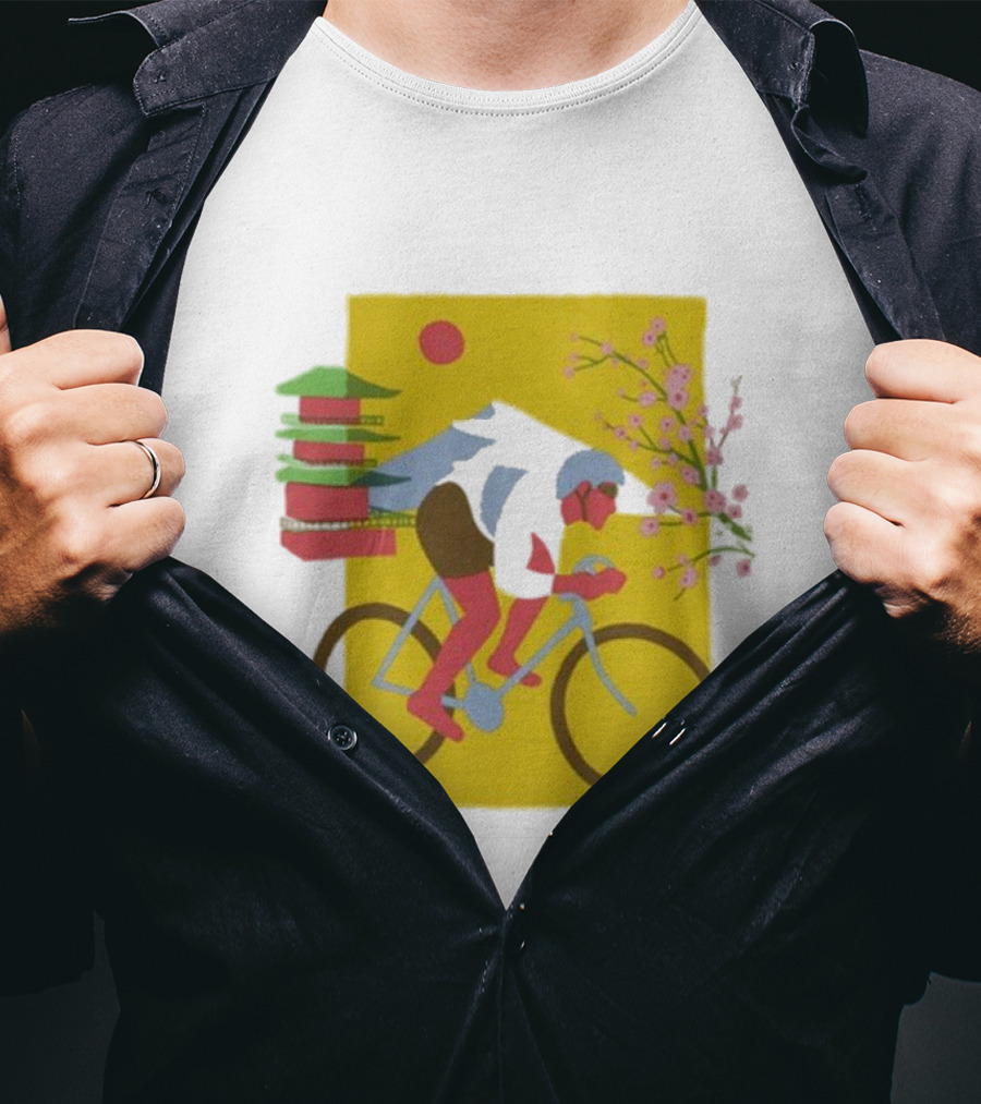 Cdawgva Cycling Pagoda Sakura Japan T-Shirt