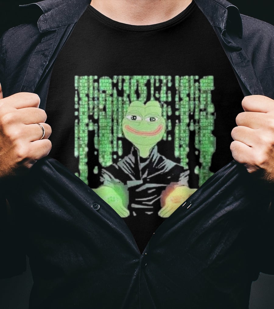 Pepe Matrix Code With Green Red Pill Aesthetic T-Shirt