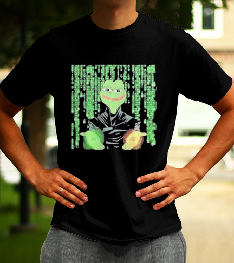 Pepe Matrix Code With Green Red Pill Aesthetic T-Shirt