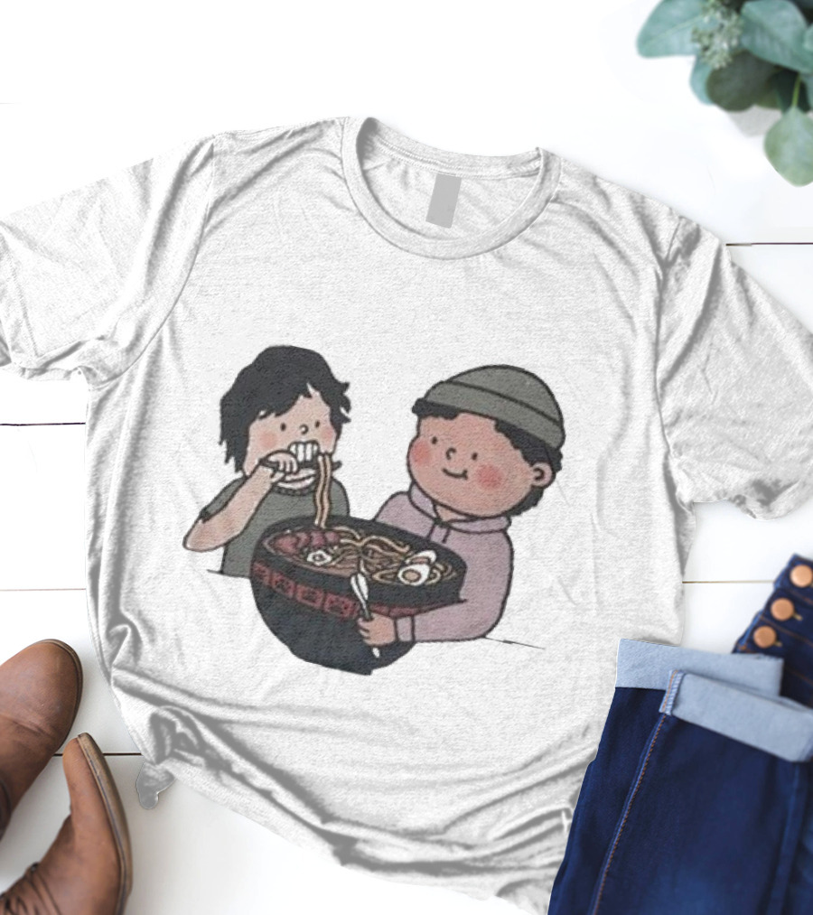 Slushy Noobz Noodles Fun Cartoon Characters Eating Ramen Bowl T-Shirt