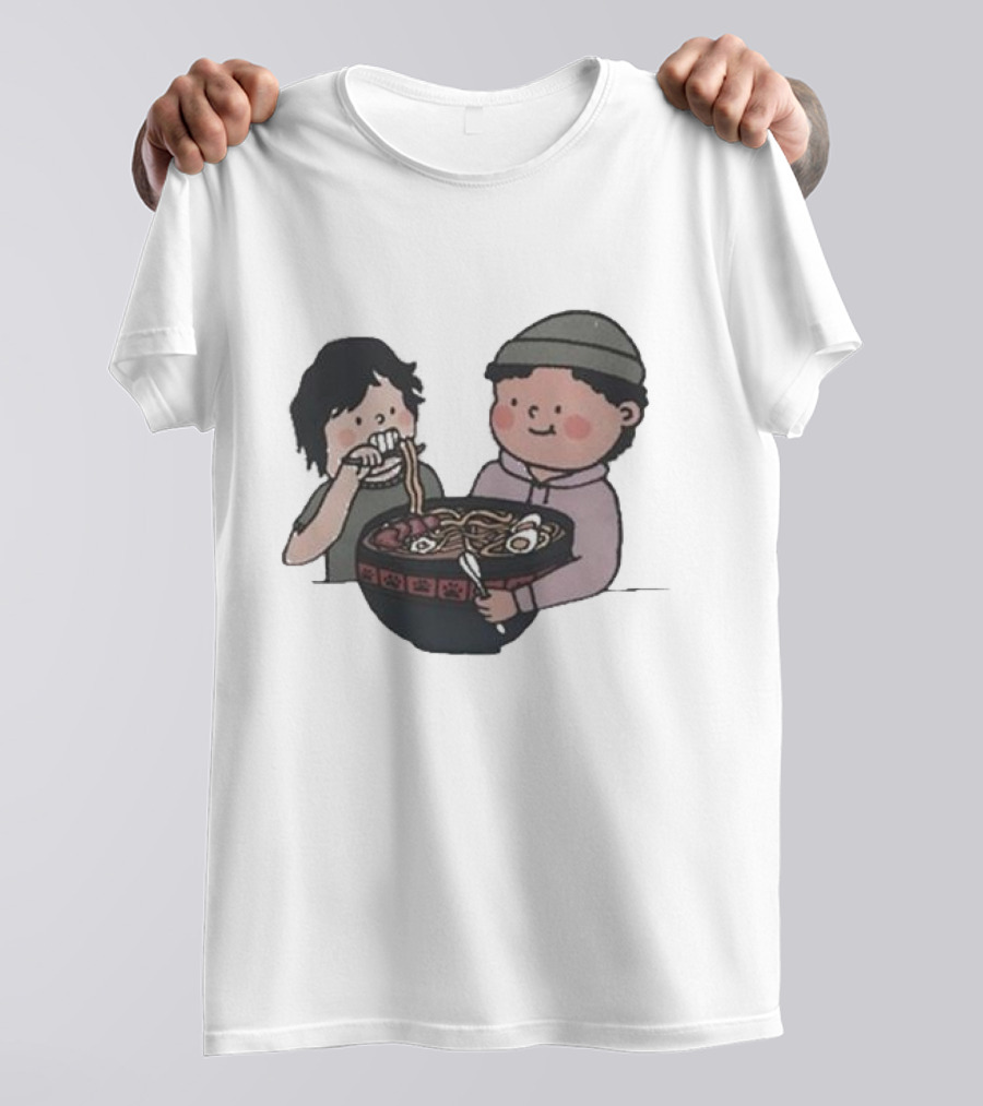 Slushy Noobz Noodles Fun Cartoon Characters Eating Ramen Bowl T-Shirt