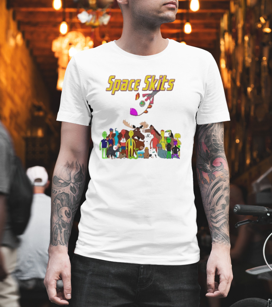 Space Skits Cartoon Characters And Whimsical Alien Crew T-Shirt