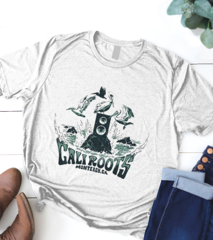 Cali Roots Monterey, CA Pelicans Speaker Waves T-Shirt