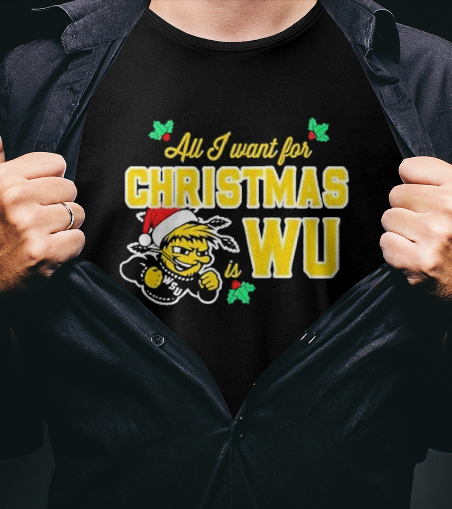 All I Want For Christmas Is Wu Santa Shocker Character WSU Holiday T-Shirt