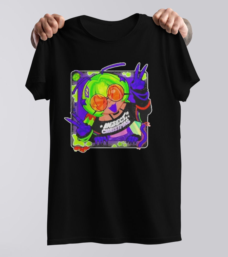 Insect Christmas Neon Peace Alien Vibes T-Shirt