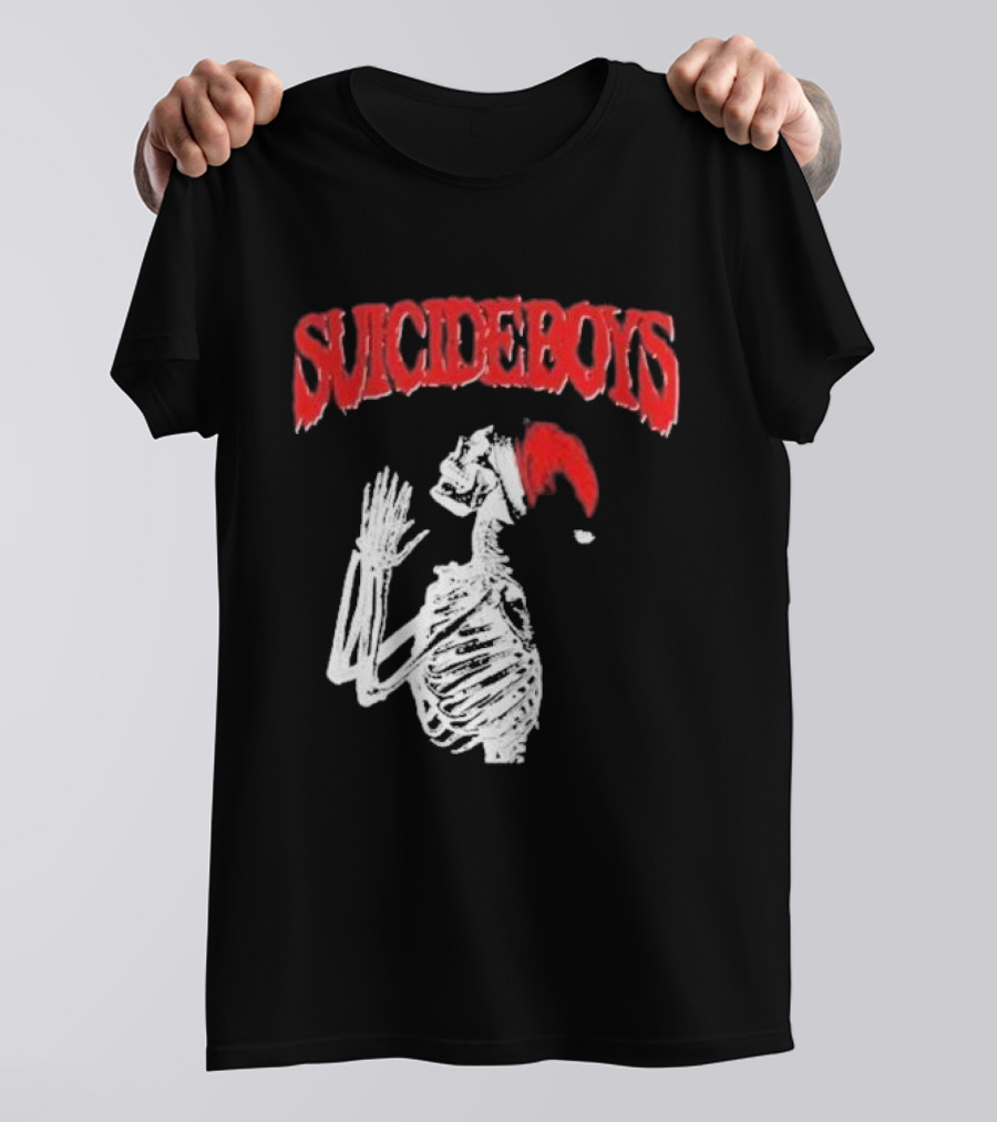 SUICIDEBOYS Skeleton Santa Hat T-Shirt