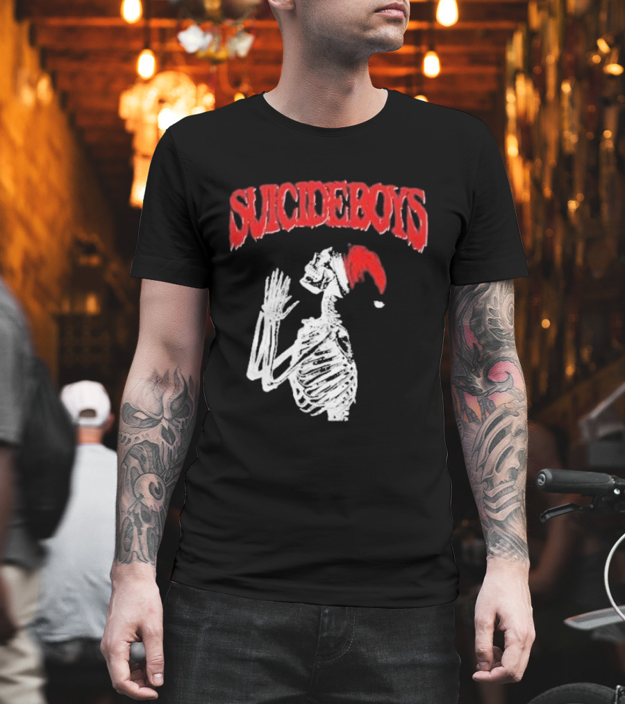 SUICIDEBOYS Skeleton Santa Hat T-Shirt