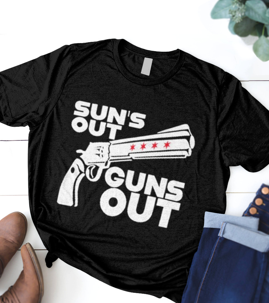 Sun’s Out Guns Out Gun With Stars On Barrel T-Shirt