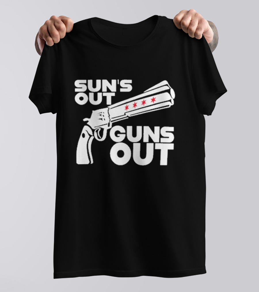 Sun’s Out Guns Out Gun With Stars On Barrel T-Shirt