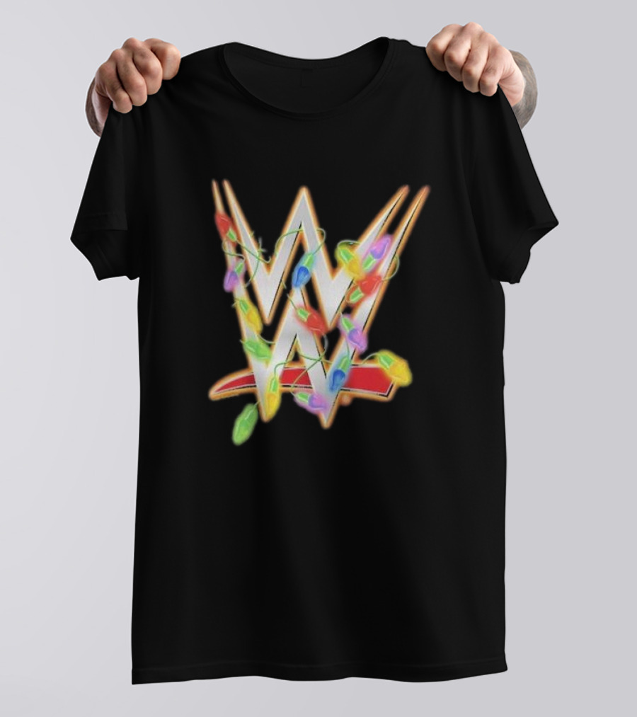 WWE Ripple Junction Christmas Lights Logo Holiday T-Shirt