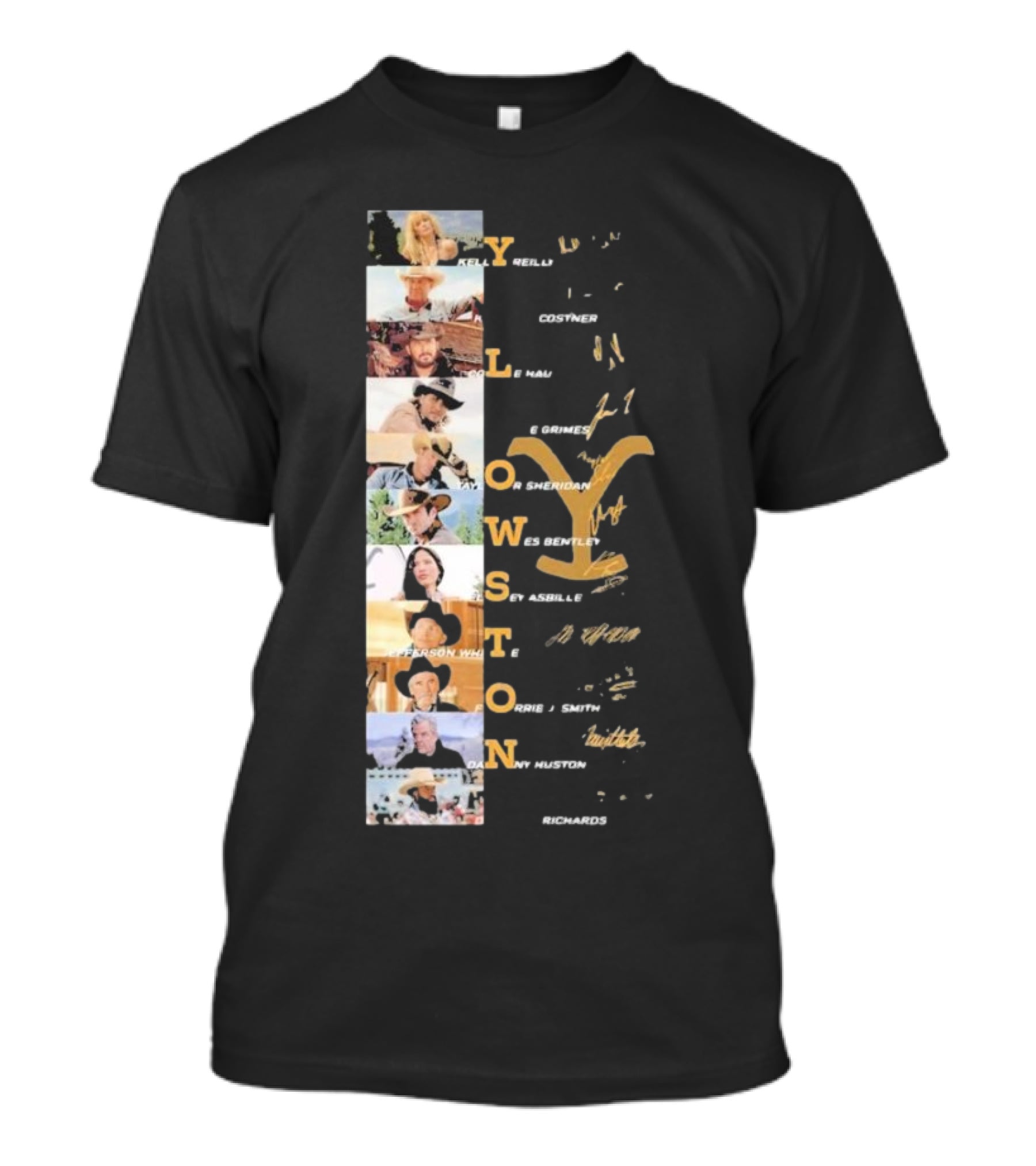 Yellowstone Cast Vertical Collage With Names And Signature Elements T-Shirt