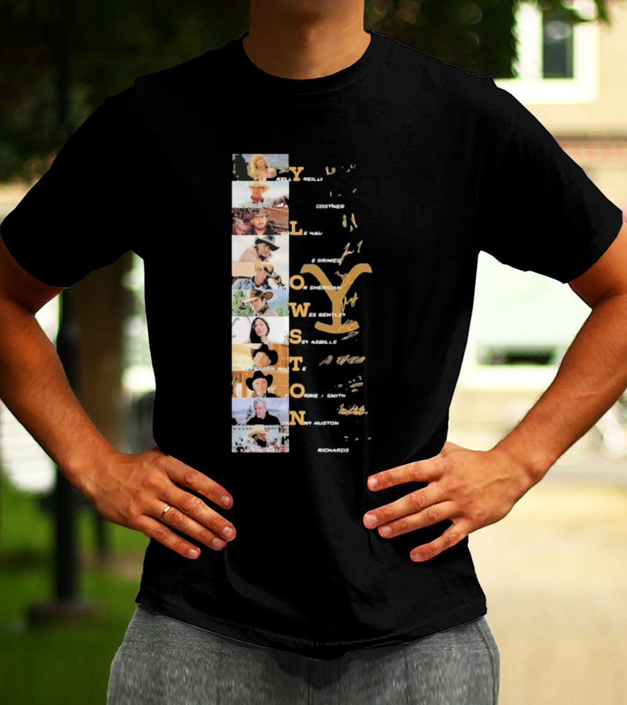 Yellowstone Cast Vertical Collage With Names And Signature Elements T-Shirt